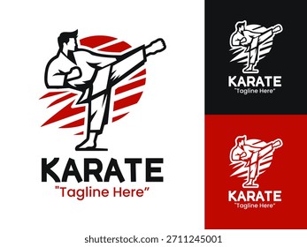 Karate Logo Dynamic Kick Martial Symbol