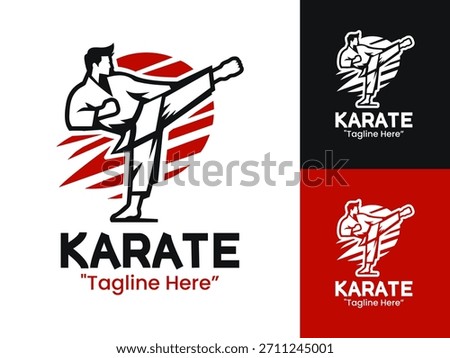 Karate Logo Dynamic Kick Martial Symbol