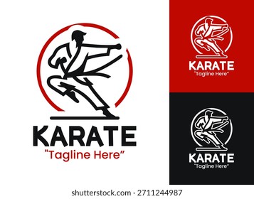 Karate Logo Energetic Fighter Pose Symbol