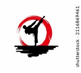 karate logo silhouette with brush vector