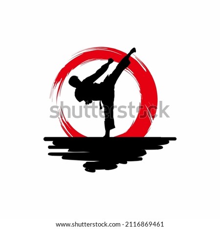 karate logo silhouette with brush vector