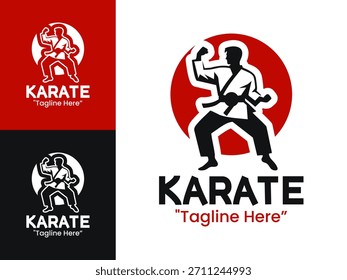 Icono de combate fuerte del golpe del logotipo del karate