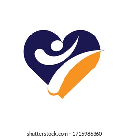 Karate love vector logo design. Martial art with heart logo concept.