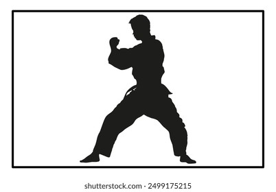 Karate Male Silhouette - Dynamic Martial Arts Pose Illustration and Clipart