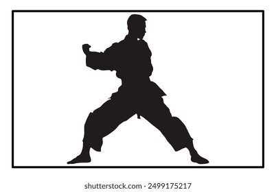 Karate Male Silhouette - Dynamic Martial Arts Pose Illustration and Clipart