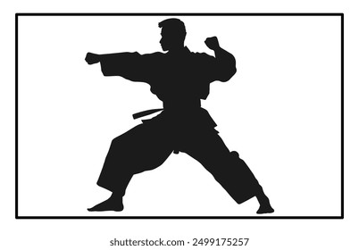 Karate Male Silhouette - Dynamic Martial Arts Pose Illustration and Clipart