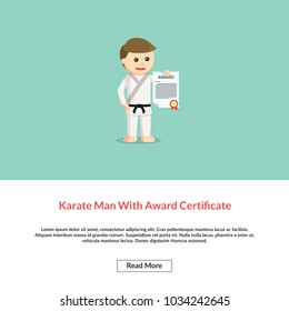 Karate Man With Award Certificate Information