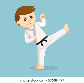 karate man doing upper kick