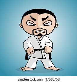 A karate man draw in cartoon style