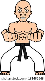 Karate man in fighting stance