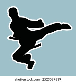 KARATE MAN salto SILUET VECTOR