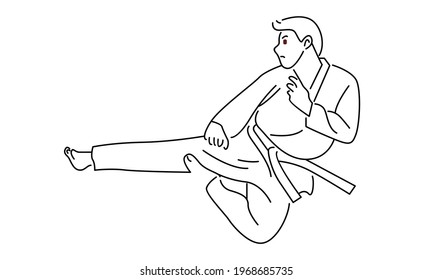 Karate man kicking vector illustration