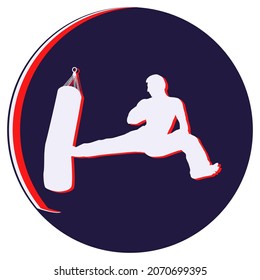 Karate - a man makes a kick - icon - vector. Sport. Active activities at home. Logo.