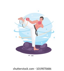 karate man simple vector illustration