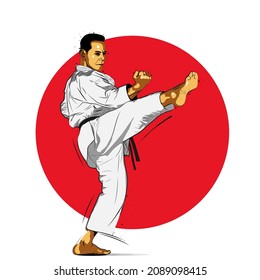 Karate is a martial art originating from Japan. vector illustrator