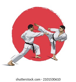 Karate is a martial art originating from Japan. vector illustrator