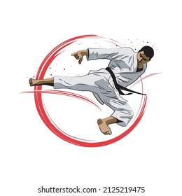 Karate is a martial art originating from Japan. vector illustrator