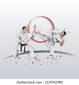 El karate es un arte marcial originado en Japón. ilustrador vectorial