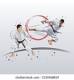 Karate is a martial art originating from Japan. vector illustrator