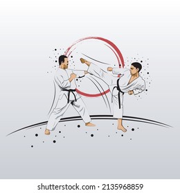 El karate es un arte marcial originado en Japón. ilustrador vectorial