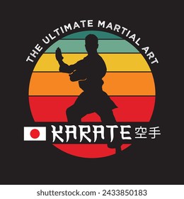 Karate Martial Art vector illustration in retro style and color design, perfect for t shirt design