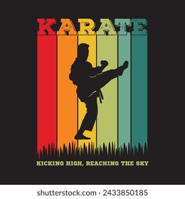 Karate Martial Art vector illustration in retro style and color design, perfect for t shirt design