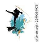 Karate, Martial arts. High kick, vector illustration