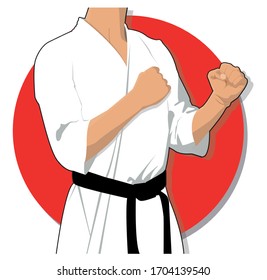 Karate martial arts  vector clipart cartoon.
Stance.