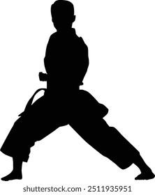 Ilustración de silueta de pose de hombres de karate