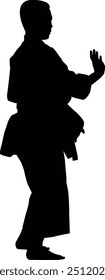 Karate men pose silhouette illustration