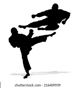 karate men silhouette