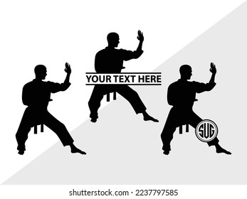 Silueta de ilustración del vector monograma de Karate