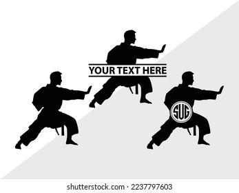 Silueta de ilustración del vector monograma de Karate