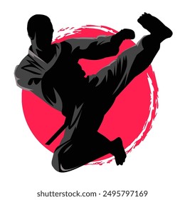 Karate Moves in Silhouette Japanese Vector Graphics for Your Projects