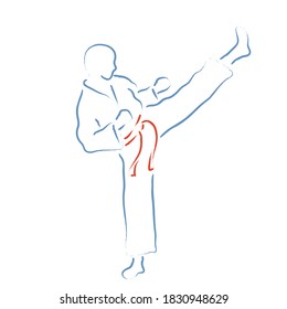 karate moves, stylized karateka vector illustration