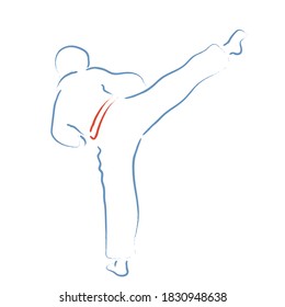 karate moves, stylized karateka vector illustration