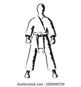 karate moves, stylized karateka vector illustration