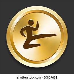 Karate on Golden Internet Button Original Illustration