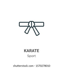 Karate outline vector icon. Thin line black karate icon, flat vector simple element illustration from editable sport concept isolated on white background