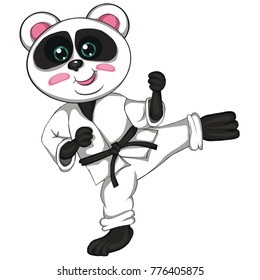 Karate panda. Cartoon style. Isolated image on white background. Clip art for children. 