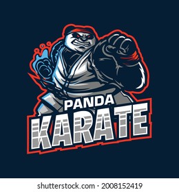 Karate Panda Mascot logo cartoon