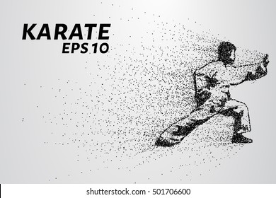 Karate of particles. Karate of dots and circles. Karate breaks down into smaller molecules.