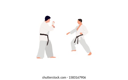 Karate people big vector isolated flat illustration set