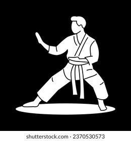 Karate-Player-Farbkonzept. Kampfkünste einzeln auf Farbhintergrund. Digitale Illustration für Webseiten, mobile App, Promo.