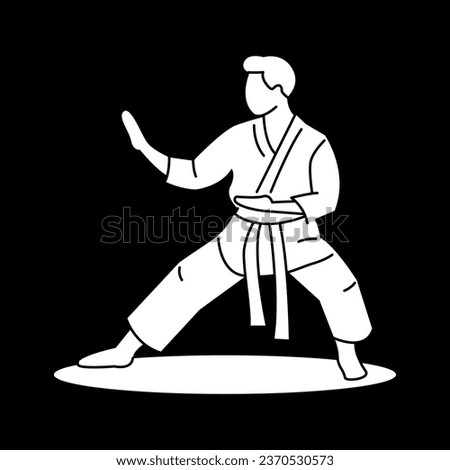 Karate player color concept. Martial arts isolated on color background. Digital illustration for web page, mobile app, promo.