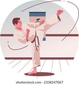 Karate Player Playing Karate Illustration 
