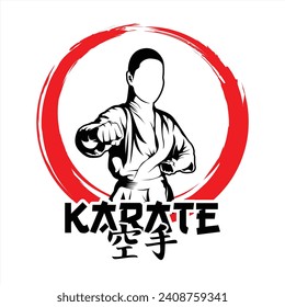 Karate Pose logo Red White and Black Vector