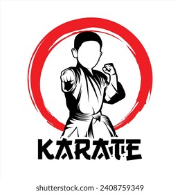 Karate Pose logo Red White and Black Vector