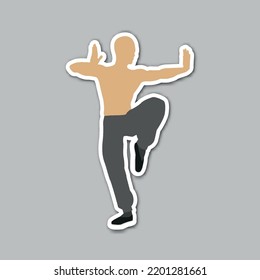 Karate Pose Martial Art Editable Vector Sticker