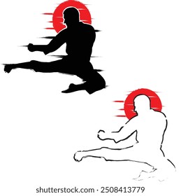 Karate Pose, Martial Arts Concept Illustration